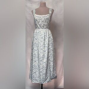 Lush Floral Lace Trim Midi Dress